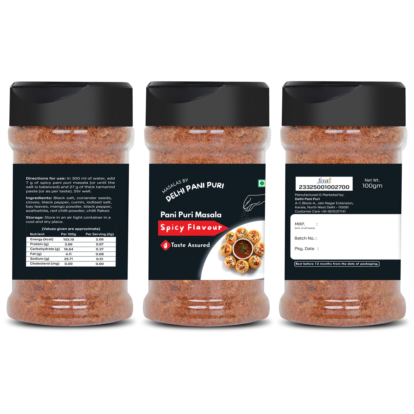Pani Puri Masalas Combo of 6 Flavours, 580g